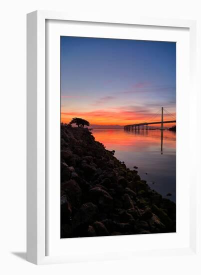 Peaceful Sunrise, East Span of the Bay Bridge, San Francisco, California-Vincent James-Framed Photographic Print