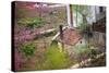 Peach Blossoms, Chinese Roofs, Village, Chengdu, Sichuan, China-William Perry-Stretched Canvas