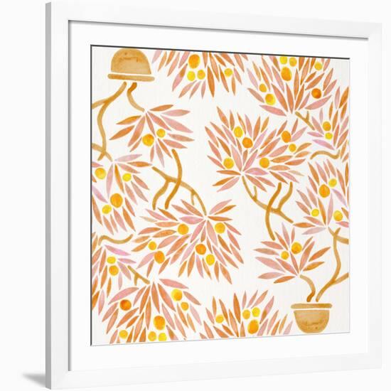 Peach Bonsai Orange Pattern-Cat Coquillette-Framed Giclee Print