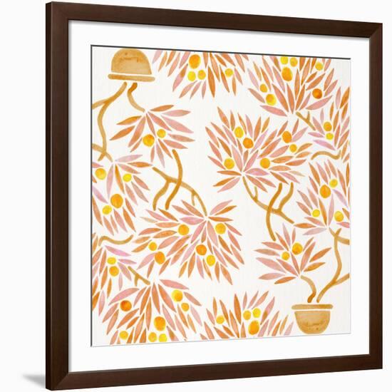 Peach Bonsai Orange Pattern-Cat Coquillette-Framed Giclee Print