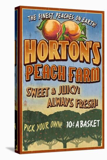 Peach Farm - Vintage Sign-Lantern Press-Stretched Canvas