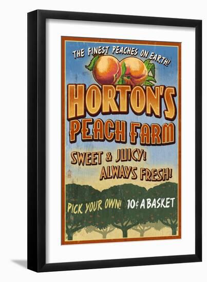 Peach Farm - Vintage Sign-Lantern Press-Framed Art Print