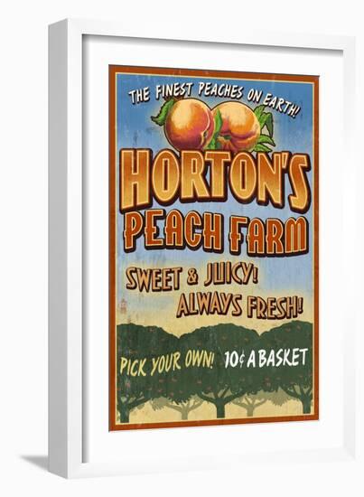 Peach Farm - Vintage Sign-Lantern Press-Framed Art Print