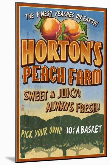 Peach Farm - Vintage Sign-Lantern Press-Mounted Art Print