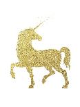 Gold Glitter Unicorn-Peach & Gold-Art Print