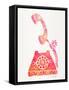 Peach Vintage Phone-Cat Coquillette-Framed Stretched Canvas