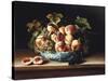 Peaches and Grapes in a Blue and White Chinese Porcelain Bowl, 1634-Louise Moillon-Stretched Canvas