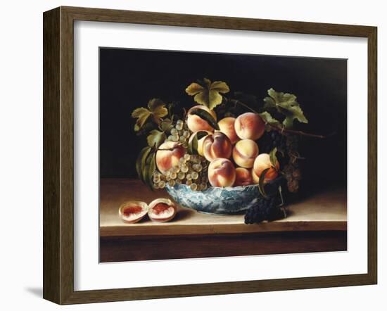 Peaches and Grapes in a Blue and White Chinese Porcelain Bowl, 1634-Louise Moillon-Framed Giclee Print