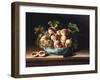 Peaches and Grapes in a Blue and White Chinese Porcelain Bowl, 1634-Louise Moillon-Framed Giclee Print