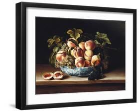 Peaches and Grapes in a Blue and White Chinese Porcelain Bowl, 1634-Louise Moillon-Framed Giclee Print