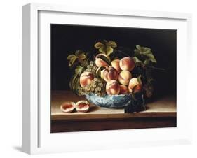 Peaches and Grapes in a Blue and White Chinese Porcelain Bowl, 1634-Louise Moillon-Framed Giclee Print