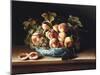 Peaches and Grapes in a Blue and White Chinese Porcelain Bowl, 1634-Louise Moillon-Mounted Giclee Print