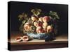 Peaches and Grapes in a Blue and White Chinese Porcelain Bowl, 1634-Louise Moillon-Stretched Canvas