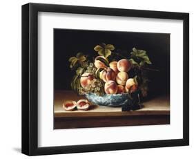 Peaches and Grapes in a Blue and White Chinese Porcelain Bowl, 1634-Louise Moillon-Framed Premium Giclee Print