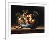 Peaches and Grapes in a Blue and White Chinese Porcelain Bowl Fruit Still Life, 1634-Louise Moillon-Framed Giclee Print
