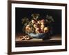 Peaches and Grapes in a Blue and White Chinese Porcelain Bowl Fruit Still Life, 1634-Louise Moillon-Framed Giclee Print