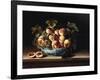 Peaches and Grapes in a Blue and White Chinese Porcelain Bowl Fruit Still Life, 1634-Louise Moillon-Framed Giclee Print