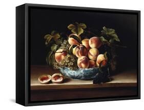 Peaches and Grapes in a Blue and White Chinese Porcelain Bowl Fruit Still Life, 1634-Louise Moillon-Framed Stretched Canvas