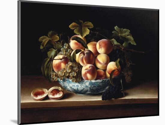 Peaches and Grapes in a Blue and White Chinese Porcelain Bowl Fruit Still Life, 1634-Louise Moillon-Mounted Giclee Print