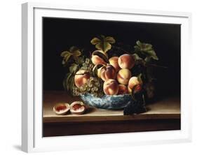 Peaches and Grapes in a Blue and White Chinese Porcelain Bowl Fruit Still Life, 1634-Louise Moillon-Framed Giclee Print