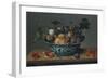 Peaches and Plums in a Blue and White Chinese Bowl, with Other Fruit on a Table-Joseph Bail-Framed Giclee Print