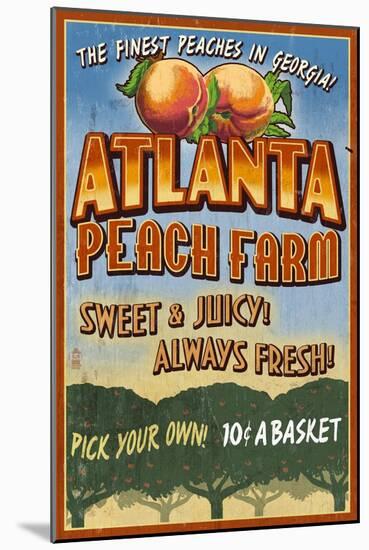 Peaches - Atlanta, Georgia-Lantern Press-Mounted Art Print