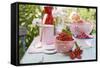 Peaches, Berries and Jam Jars on Garden Table-Eising Studio - Food Photo and Video-Framed Stretched Canvas