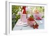 Peaches, Berries and Jam Jars on Garden Table-Eising Studio - Food Photo and Video-Framed Photographic Print