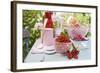 Peaches, Berries and Jam Jars on Garden Table-Eising Studio - Food Photo and Video-Framed Photographic Print