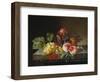 Peaches, Grapes, a Pineapple, Redcurrants and a Passion Flower in a Vase on a Ledge-Anna Plenge-Framed Giclee Print