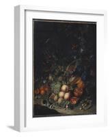 Peaches, Grapes, Pomegranates, Melons, a Corncob, Apricots, Plums, Pears, Acorns, 1718-Rachel Ruysch-Framed Giclee Print