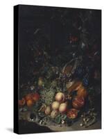 Peaches, Grapes, Pomegranates, Melons, a Corncob, Apricots, Plums, Pears, Acorns-Rachel Ruysch-Stretched Canvas