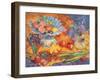 Peaches in a Blue Dish-Elizabeth Jane Lloyd-Framed Giclee Print