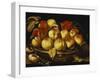 Peaches in a Silver-Gilt Bowl on a Ledge-Jacques Linard-Framed Giclee Print