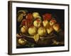 Peaches in a Silver-Gilt Bowl on a Ledge-Jacques Linard-Framed Giclee Print