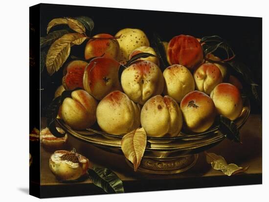 Peaches in a Silver-Gilt Bowl on a Ledge-Jacques Linard-Stretched Canvas