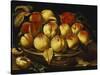 Peaches in a Silver-Gilt Bowl on a Ledge-Jacques Linard-Stretched Canvas