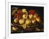 Peaches in a Silver-Gilt Bowl on a Ledge-Jacques Linard-Framed Giclee Print