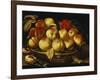 Peaches in a Silver-Gilt Bowl on a Ledge-Jacques Linard-Framed Giclee Print