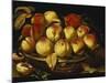 Peaches in a Silver-Gilt Bowl on a Ledge-Jacques Linard-Mounted Giclee Print