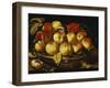 Peaches in a Silver-Gilt Bowl on a Ledge-Jacques Linard-Framed Giclee Print