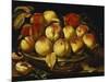 Peaches in a Silver-Gilt Bowl on a Ledge-Jacques Linard-Mounted Giclee Print