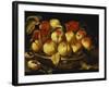 Peaches in a Silver-Gilt Bowl on a Ledge-Jacques Linard-Framed Giclee Print