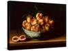 Peaches in a Wanli Kraak Porcelain Bowl on a Ledge-Louise Moillon-Stretched Canvas