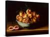 Peaches in a Wanli Kraak Porcelain Bowl on a Ledge-Louise Moillon-Stretched Canvas