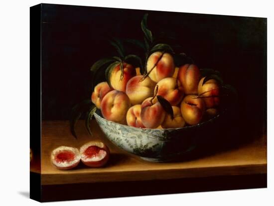 Peaches in a Wanli Kraak Porcelain Bowl on a Ledge-Louise Moillon-Stretched Canvas