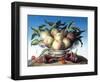 Peaches in Delft Bowl with Purple Figs-Amelia Kleiser-Framed Giclee Print