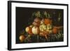 Peaches, Oranges, Grapes and Langoustines on a Pewter Plate and a Conical Roemer on a Box on a…-Cornelis De Heem-Framed Giclee Print