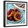 Peaches with Raspberries in Red Wine and Cinnamon Sauce-Frank Wieder-Framed Photographic Print