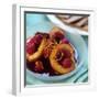 Peaches with Raspberries in Red Wine and Cinnamon Sauce-Frank Wieder-Framed Photographic Print